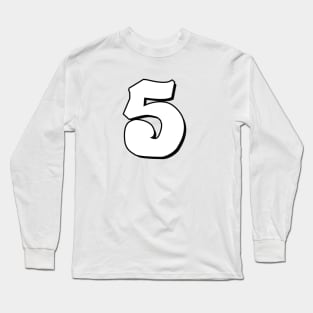 Number 5 white / black Long Sleeve T-Shirt
